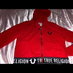 ❤️Red True Religion crop hoodie